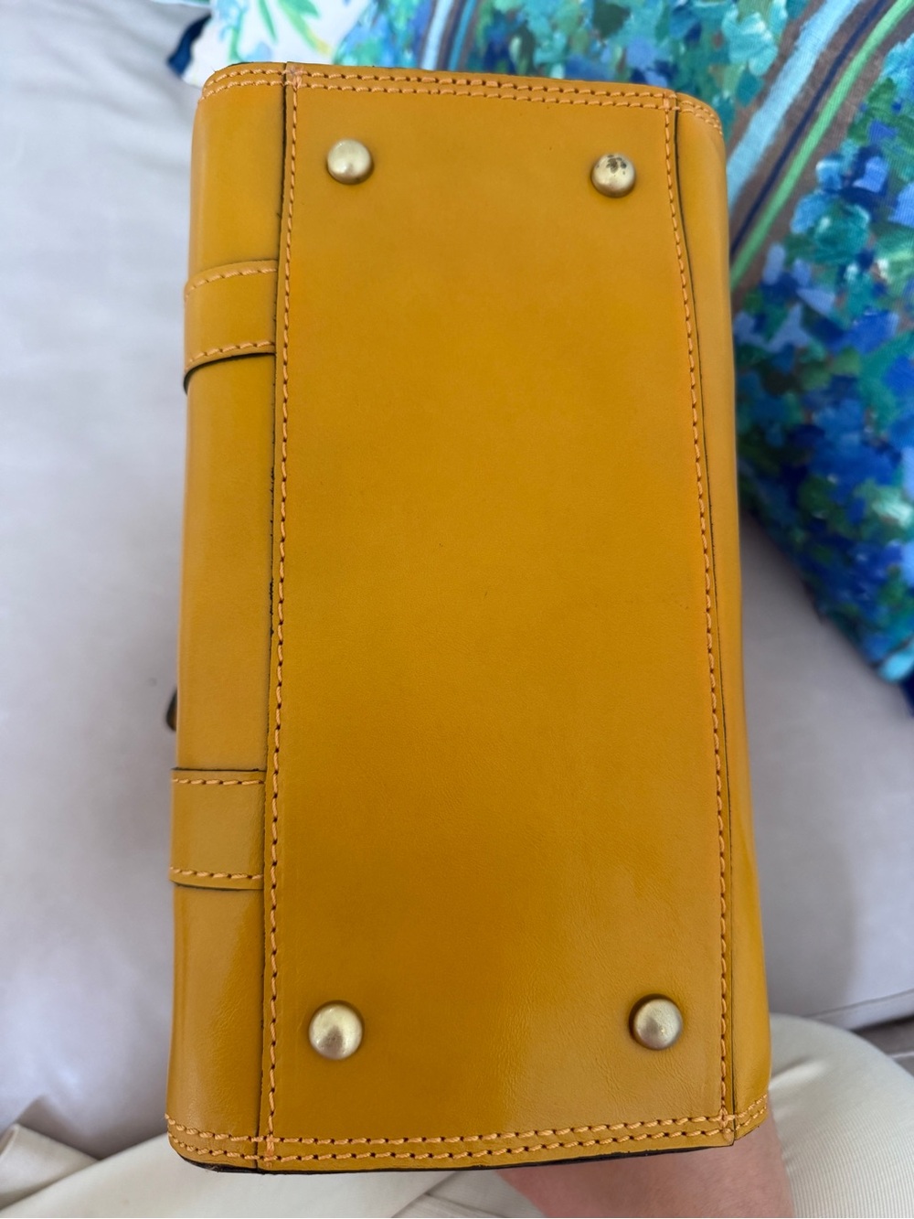 Patricia Nash Discovery Attica Leather Satchel Mustard Equestrian - Picture 5 of 7